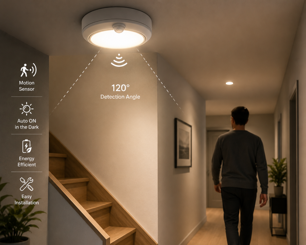 10 Smart Home Devices That Save Electricity in India Smart Home Devices That Save Electricity – Motion Sensor Light